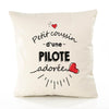Housse de Coussin Premium Pilote d'amour - Coton Canvas Fairtrade Beige Idée Cadeau Décoration Canapé 40x40