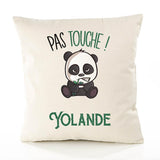Housse de Coussin Premium Yolande Pas Touche Panda - Coton Canvas Fairtrade Beige Idée Cadeau Décoration Canapé 40x40