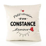 Housse de Coussin Premium Constance d'amour - Coton Canvas Fairtrade Beige Idée Cadeau Décoration Canapé 40x40