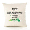 Housse de Coussin Premium Merci Orthophoniste Inoubliable Femme - Coton Canvas Fairtrade Beige Idée Cadeau Décoration Canapé