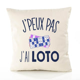 Housse de Coussin Premium Loto Version Blanc - Coton Canvas Fairtrade Beige Idée Cadeau Décoration Canapé 40x40