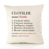 Housse de Coussin Premium Clotilde Définition - Coton Canvas Fairtrade Beige Idée Cadeau Décoration Canapé