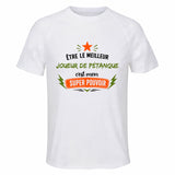 Maillot de Sport Homme Meilleur Joueur de Petanque Super Pouvoir Cadeau Anniversaire Noël Fête des Pères T-Shirt Respirant Polyester