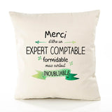 Housse de Coussin Premium Merci Expert Comptable Inoubliable - Coton Canvas Fairtrade Beige Idée Cadeau Décoration Canapé