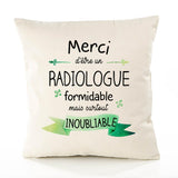 Housse de Coussin Premium Merci Radiologue Inoubliable - Coton Canvas Fairtrade Beige Idée Cadeau Décoration Canapé