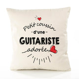 Housse de Coussin Premium Guitariste d'amour - Coton Canvas Fairtrade Beige Idée Cadeau Décoration Canapé 40x40