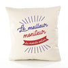 Housse de Coussin Premium Moniteur Meilleur Monde - Coton Canvas Fairtrade Beige Idée Cadeau Décoration Canapé