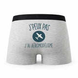 Caleçon Aeromodelisme - Humour Boxer Gris Idée Cadeau Passion