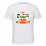 Maillot de Sport Homme Meilleur Fleuriste Super Pouvoir Cadeau Anniversaire Noël Fête des Pères T-Shirt Respirant Polyester