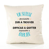 Housse de Coussin Premium Un Suisse Formidable - Coton Canvas Fairtrade Beige Idée Cadeau Décoration Canapé