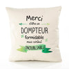 Housse de Coussin Premium Merci Dompteur Inoubliable - Coton Canvas Fairtrade Beige Idée Cadeau Décoration Canapé