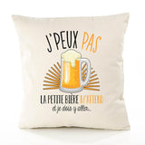 Housse de Coussin Premium Petite bière Version Blanc - Coton Canvas Fairtrade Beige Idée Cadeau Décoration Canapé