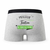 Caleçon Meilleur Tonton de Tous Les Temps - Humour Boxer Gris Idée Cadeau