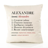 Housse de Coussin Premium Alexandre Définition - Coton Canvas Fairtrade Beige Idée Cadeau Décoration Canapé
