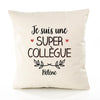 Housse de Coussin Premium Hélène Une Super Collègue - Coton Canvas Fairtrade Beige Idée Cadeau Décoration Canapé 40x40