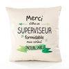 Housse de Coussin Premium Merci Superviseur Inoubliable - Coton Canvas Fairtrade Beige Idée Cadeau Décoration Canapé