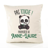 Housse de Coussin Premium Anne-Laure Pas Touche Panda - Coton Canvas Fairtrade Beige Idée Cadeau Décoration Canapé 40x40