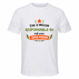 Maillot de Sport Homme Meilleur Responsable RH Super Pouvoir Cadeau Anniversaire Noël Fête des Pères T-Shirt Respirant Polyester
