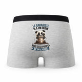 Caleçon Le Garagiste Panda Grain - Humour Boxer Gris Idée Cadeau