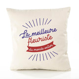 Housse de Coussin Premium Fleuriste 2 Meilleure Monde - Coton Canvas Fairtrade Beige Idée Cadeau Décoration Canapé