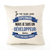 Housse de Coussin Premium Je ne suis Pas superhomme mais Je suis Développeur Donc C'est Presque pareil - Coton Canvas Fairtrade Beige Idée Cadeau Décoration Canapé 40x40