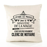 Housse de Coussin Premium Clerc de notaire Grand cru - Coton Canvas Fairtrade Beige Idée Cadeau Décoration Canapé