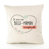 Housse de Coussin Premium Belle-Maman irremplaçable - Coton Canvas Fairtrade Beige Idée Cadeau Décoration Canapé