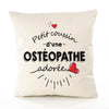 Housse de Coussin Premium Osteopathe d'amour - Coton Canvas Fairtrade Beige Idée Cadeau Décoration Canapé 40x40