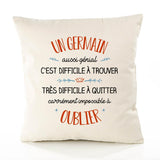 Housse de Coussin Premium Un Germain Aussi génial - Coton Canvas Fairtrade Beige Idée Cadeau Décoration Canapé