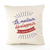 Housse de Coussin Premium développeur Meilleur Monde - Coton Canvas Fairtrade Beige Idée Cadeau Décoration Canapé
