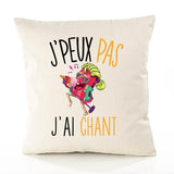 Housse de Coussin Premium Chant Version Blanc - Coton Canvas Fairtrade Beige Idée Cadeau Décoration Canapé