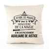Housse de Coussin Premium auxiliaire de Justice Grand cru - Coton Canvas Fairtrade Beige Idée Cadeau Décoration Canapé