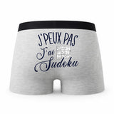 Caleçon Sudoku - Humour Boxer Gris Idée Cadeau Passion