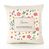 Housse de Coussin Femme Nanou exceptionnelle Motif Floral déco Salon canapé Chambre Cadeau Femme Anniversaire noël Coussin décoratif Motif Floral