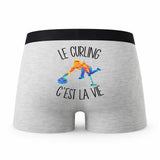 Caleçon Curling - Humour Boxer Gris Passion Idée Cadeau