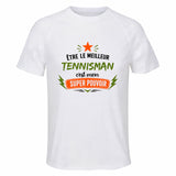 Maillot de Sport Homme Meilleur Tennisman Super Pouvoir Cadeau Anniversaire Noël Fête des Pères T-Shirt Respirant Polyester