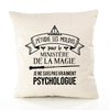 Housse de Coussin Premium Psychologue Grand cru - Coton Canvas Fairtrade Beige Idée Cadeau Décoration Canapé