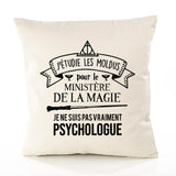 Housse de Coussin Premium Psychologue Grand cru - Coton Canvas Fairtrade Beige Idée Cadeau Décoration Canapé