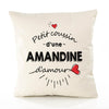 Housse de Coussin Premium Amandine d'amour - Coton Canvas Fairtrade Beige Idée Cadeau Décoration Canapé 40x40