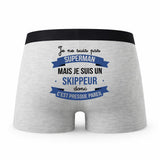 Caleçon Je ne suis Pas Super-héros mais Je suis Skippeur - Humour Boxer Gris Cadeau