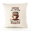 Housse de Coussin Premium Christiane Chouette Grain - Coton Canvas Fairtrade Beige Idée Cadeau Décoration Canapé