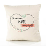 Housse de Coussin Premium Mamie irremplaçable - Coton Canvas Fairtrade Beige Idée Cadeau Décoration Canapé