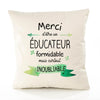 Housse de Coussin Premium Merci Éducateur Inoubliable - Coton Canvas Fairtrade Beige Idée Cadeau Décoration Canapé