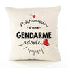 Housse de Coussin Premium Gendarme d'amour - Coton Canvas Fairtrade Beige Idée Cadeau Décoration Canapé 40x40
