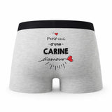 Caleçon Carine d'amour - Humour Boxer Gris Idée Cadeau
