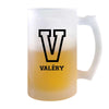 Verre à Bière Valéry Lettre Sport | Chope de Bière Pinte | Idée Cadeau Prénom Style Basket Université Anniversaire Papa Collègue Départ Retraite Noël