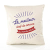 Housse de Coussin Premium Chef de Service Meilleur Monde - Coton Canvas Fairtrade Beige Idée Cadeau Décoration Canapé