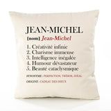 Housse de Coussin Premium Jean-Michel Définition - Coton Canvas Fairtrade Beige Idée Cadeau Décoration Canapé 40x40