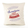 Housse de Coussin Premium Femme Agent Immobilier Meilleure Monde - Coton Canvas Fairtrade Beige Idée Cadeau Décoration Canapé