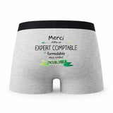 Caleçon Merci Expert Comptable Inoubliable - Humour Boxer Gris Idée Cadeau